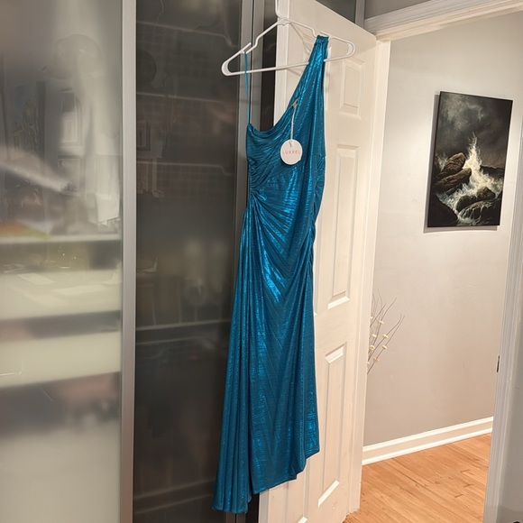 SAPPHIRE SOIRÉE ONE SHOULDER MAXI DRESS TURQUOISE - Picture 10 of 10